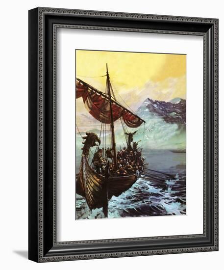 Viking Ship-English School-Framed Giclee Print