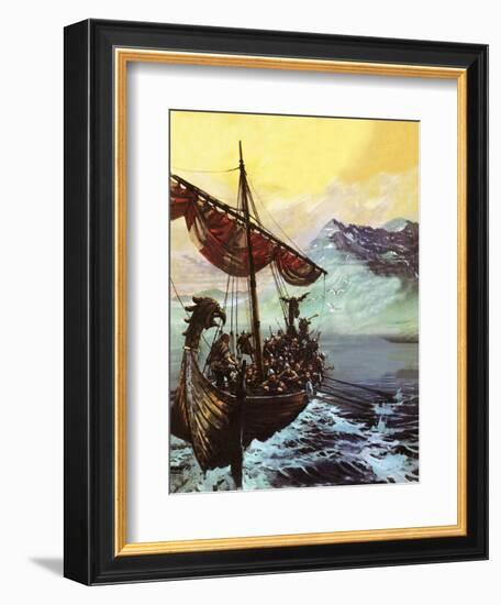 Viking Ship-English School-Framed Giclee Print