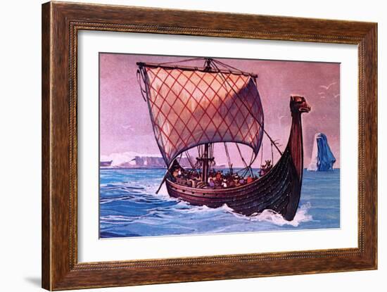 Viking Ship-English School-Framed Giclee Print