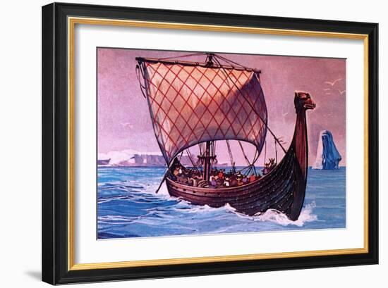 Viking Ship-English School-Framed Giclee Print