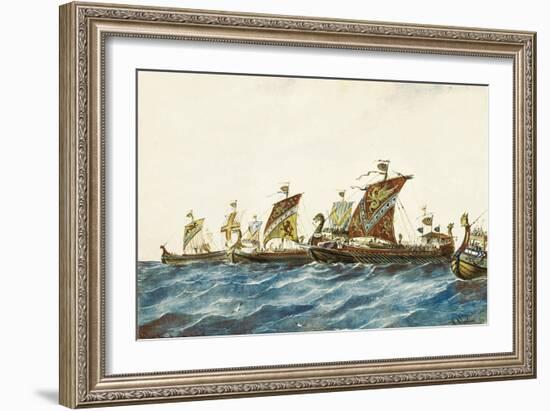 Viking Ships of the King Olaf I of Norway (995-1000)-null-Framed Art Print
