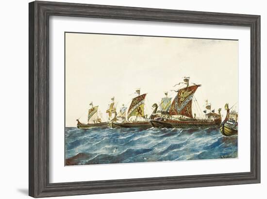 Viking Ships of the King Olaf I of Norway (995-1000)-null-Framed Art Print