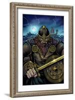 Viking Sword and Shield Moonlight-FlyLand Designs-Framed Giclee Print