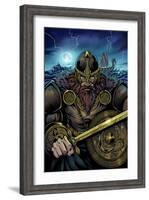 Viking Sword and Shield Moonlight-FlyLand Designs-Framed Giclee Print