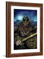 Viking Sword and Shield Moonlight-FlyLand Designs-Framed Giclee Print