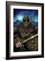 Viking Sword and Shield Moonlight-FlyLand Designs-Framed Giclee Print