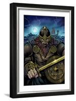 Viking Sword and Shield Moonlight-FlyLand Designs-Framed Giclee Print