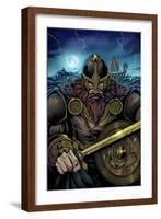 Viking Sword and Shield Moonlight-FlyLand Designs-Framed Giclee Print