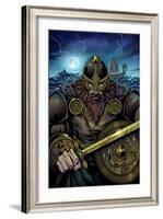 Viking Sword and Shield Moonlight-FlyLand Designs-Framed Giclee Print