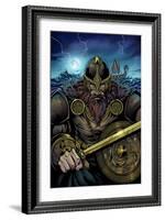Viking Sword and Shield Moonlight-FlyLand Designs-Framed Giclee Print