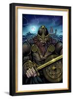 Viking Sword and Shield Moonlight-FlyLand Designs-Framed Giclee Print