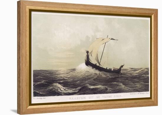 Viking Vessel Heads out into the Open Sea Her Sail Bellying out Before a Favouring Wind-W.j. Hofdijk-Framed Premier Image Canvas