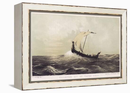 Viking Vessel Heads out into the Open Sea Her Sail Bellying out Before a Favouring Wind-W.j. Hofdijk-Framed Premier Image Canvas