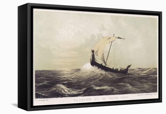 Viking Vessel Heads out into the Open Sea Her Sail Bellying out Before a Favouring Wind-W.j. Hofdijk-Framed Premier Image Canvas