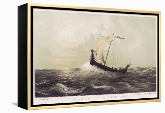 Viking Vessel Heads out into the Open Sea Her Sail Bellying out Before a Favouring Wind-W.j. Hofdijk-Framed Premier Image Canvas