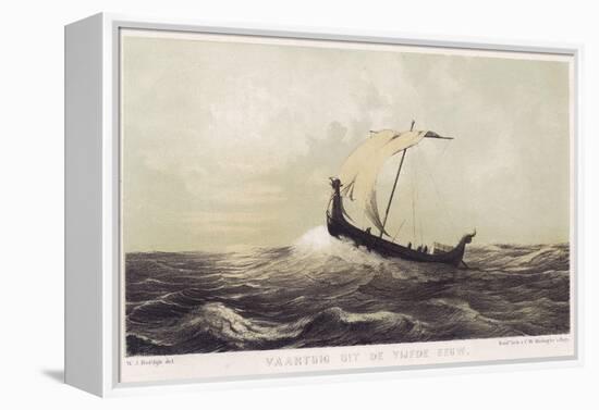 Viking Vessel Heads out into the Open Sea Her Sail Bellying out Before a Favouring Wind-W.j. Hofdijk-Framed Premier Image Canvas