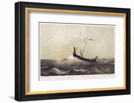 Viking Vessel Heads out into the Open Sea Her Sail Bellying out Before a Favouring Wind-W.j. Hofdijk-Framed Photographic Print