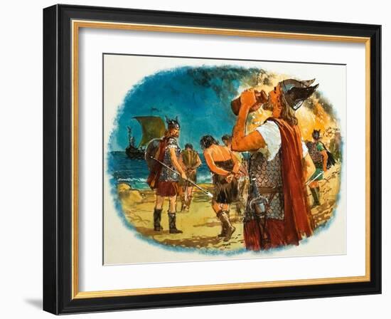 Viking Warrior Taking a Drink-Clive Uptton-Framed Giclee Print