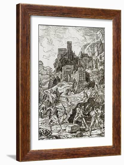 Vikings Attacking the Celts, Illustration from 'The Story of Man' by J.W. Buel (Litho)-null-Framed Giclee Print