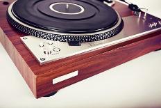 Stereo Turntable Vinyl Record Player Analog Retro Vintage Top View-Viktorus-Photographic Print