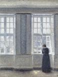 Woman Doing Needle-Work by the Window-Vilhelm Hammershoi-Giclee Print