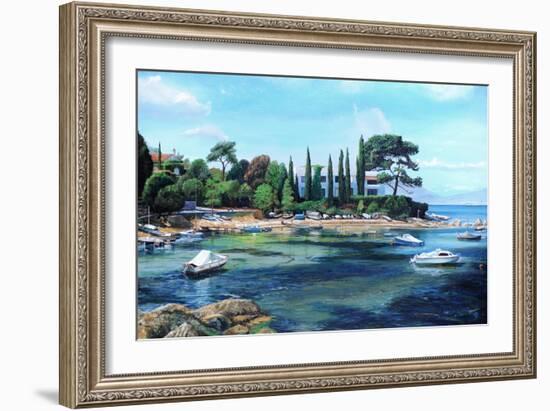 Villa and Boats, South of France-Trevor Neal-Framed Giclee Print