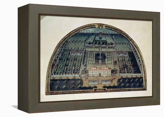 Villa Di Castello from a Series of Lunettes Depicting Views of the Medici Villas, 1599-Giusto Utens-Framed Premier Image Canvas