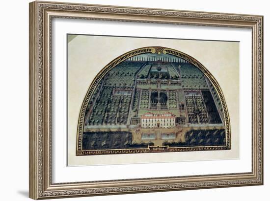 Villa Di Castello from a Series of Lunettes Depicting Views of the Medici Villas, 1599-Giusto Utens-Framed Giclee Print