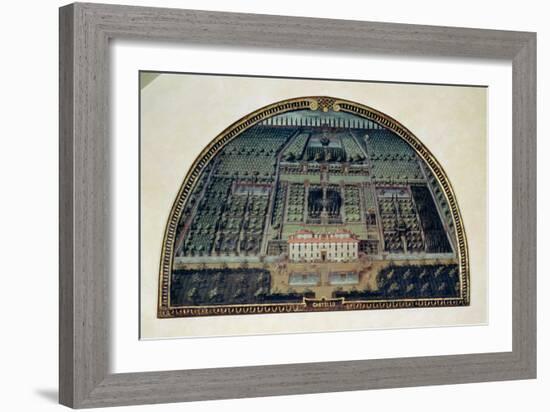 Villa Di Castello from a Series of Lunettes Depicting Views of the Medici Villas, 1599-Giusto Utens-Framed Giclee Print