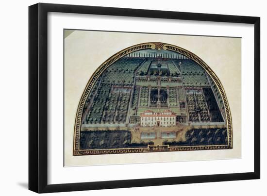 Villa Di Castello from a Series of Lunettes Depicting Views of the Medici Villas, 1599-Giusto Utens-Framed Giclee Print