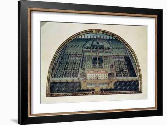 Villa Di Castello from a Series of Lunettes Depicting Views of the Medici Villas, 1599-Giusto Utens-Framed Giclee Print