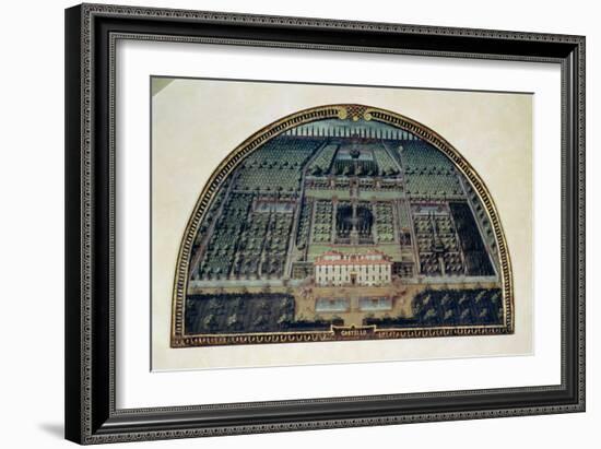 Villa Di Castello from a Series of Lunettes Depicting Views of the Medici Villas, 1599-Giusto Utens-Framed Giclee Print