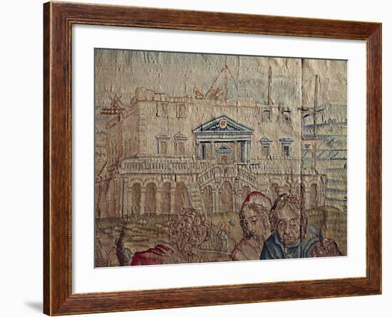 Villa in Poggio in Caiano, Detail from Stories of Lorenzo, Tapestry by Benedetto E Michele Squilli-null-Framed Giclee Print