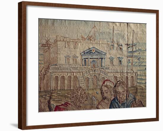 Villa in Poggio in Caiano, Detail from Stories of Lorenzo, Tapestry by Benedetto E Michele Squilli-null-Framed Giclee Print