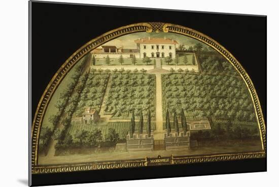 Villa Marignolle, Tuscany, Italy, from Series of Lunettes of Tuscan Villas, 1599-1602-Giusto Utens-Mounted Giclee Print