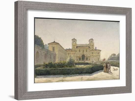 Villa Médicis : vue générale avec des personnages en costume Renaissance-Louis-Philippe-François Boitte-Framed Giclee Print