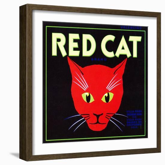 Villa Park, California, Red Cat Brand Citrus Label-Lantern Press-Framed Art Print