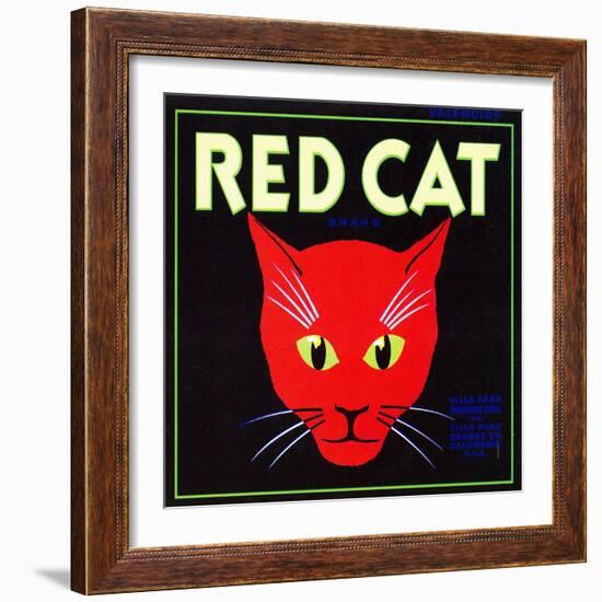 Villa Park, California, Red Cat Brand Citrus Label-Lantern Press-Framed Art Print