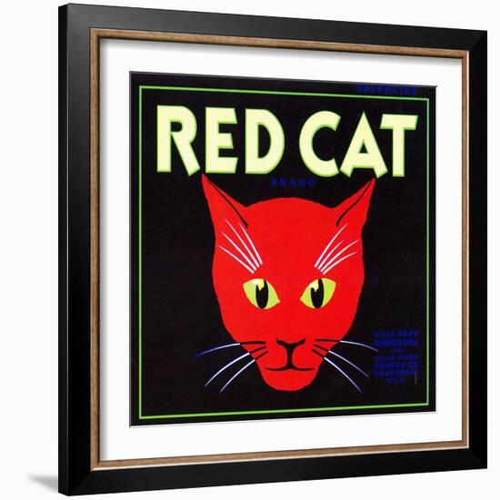 Villa Park, California, Red Cat Brand Citrus Label-Lantern Press-Framed Art Print