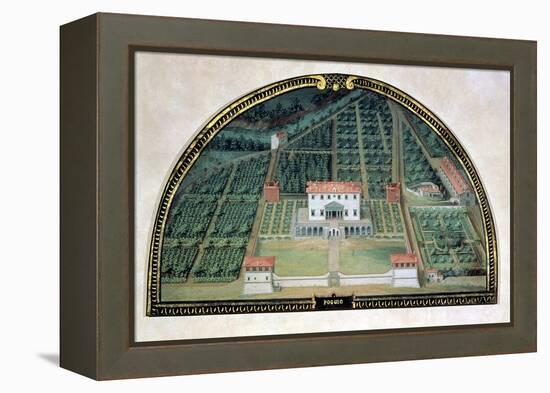 Villa Poggio a Caiano from a Series of Lunettes Depicting Views of the Medici Villas, 1599-Giusto Utens-Framed Premier Image Canvas