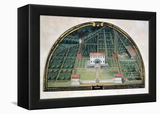 Villa Poggio a Caiano from a Series of Lunettes Depicting Views of the Medici Villas, 1599-Giusto Utens-Framed Premier Image Canvas