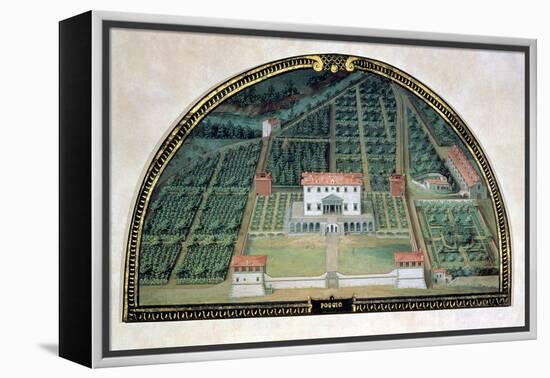 Villa Poggio a Caiano from a Series of Lunettes Depicting Views of the Medici Villas, 1599-Giusto Utens-Framed Premier Image Canvas