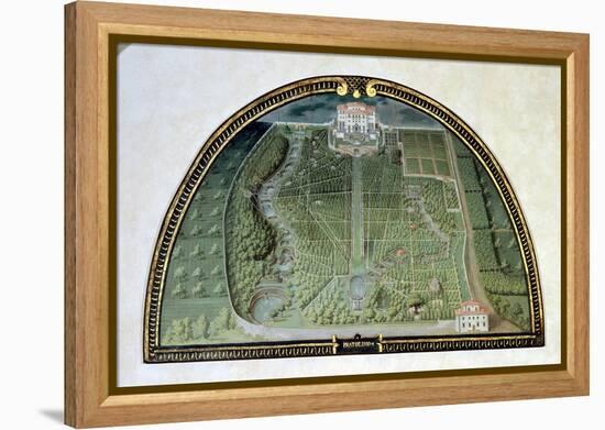 Villa Pratolino from a Series of Lunettes Depicting Views of the Medici Villas, 1599-Giusto Utens-Framed Premier Image Canvas