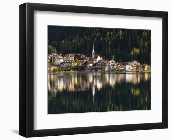 Village Alleghe at Lago di Alleghe at the foot of mount Civetta, Dolomites, Veneto, Italy-Martin Zwick-Framed Photographic Print