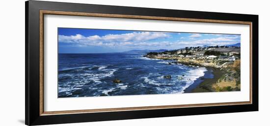 Village at the waterfront, Cambria, San Luis Obispo County, California, USA-null-Framed Photographic Print