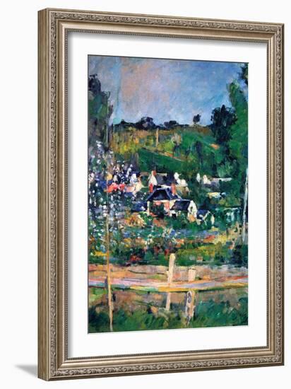 Village Behind the Fence-Paul C?zanne-Framed Art Print