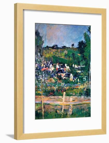 Village Behind The Fence-Paul Cézanne-Framed Art Print