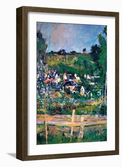 Village Behind The Fence-Paul Cézanne-Framed Art Print
