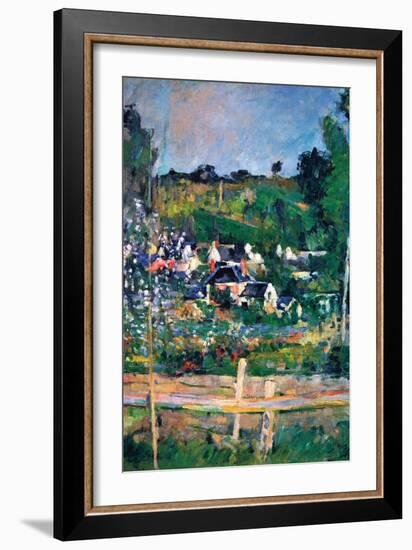 Village Behind The Fence-Paul Cézanne-Framed Art Print