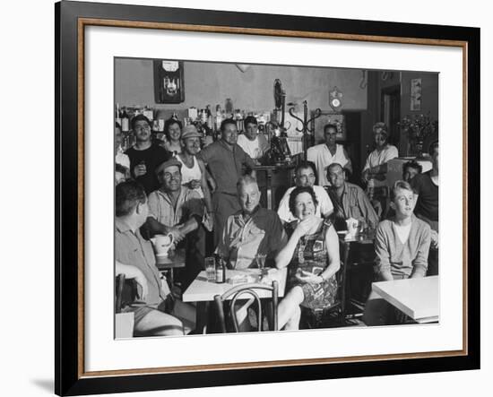 Village Cafe Used as Temporary Film Theater For Audiences-Larry Burrows-Framed Photographic Print